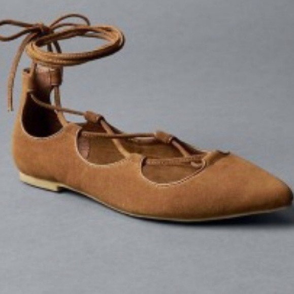Gap Light blue suede lace up pointy flats - Picture 3 of 4